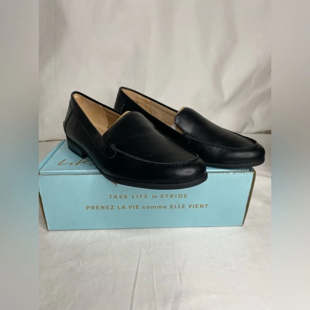 Life Stride Margot Black Burnish Women Loafer New 9.5W